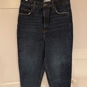 ZARA High Waist Tapered Jeans – Dark Wash